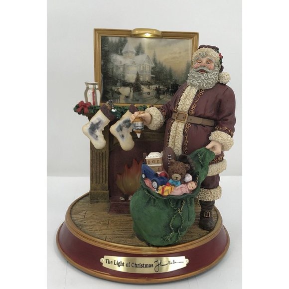 Thomas Kinkade Light Up The Holidays The Light Of Christmas Santa Fireplace COA - Picture 4 of 12
